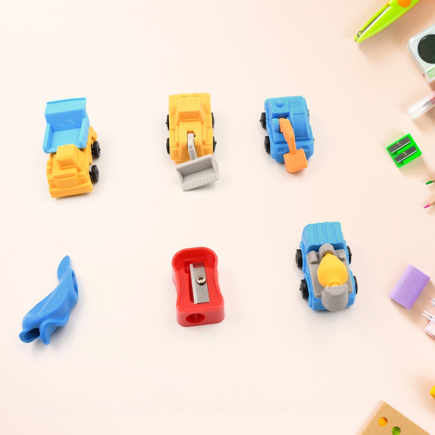 4547 Pencil and Eraser Set, Construction Truck Theme Stationery Kit Includes 6 Pencils, 4 Erasers, 1 Sharpener, 1 Ruler Bookmark, 1 Pencil Cap Stationary For Birthday Gifts for Kids, Birthday Return Gifts (13 Pc set) 4547 Pencil and Eraser Set, Construction Truck Theme Stationery Kit Includes 6 Pencils, 4 Erasers, 1 Sharpener, 1 Ruler Bookmark, 1 Pencil Cap Stationary For Birthday Gifts for Kids, Birthday Return Gifts (13 Pc set)